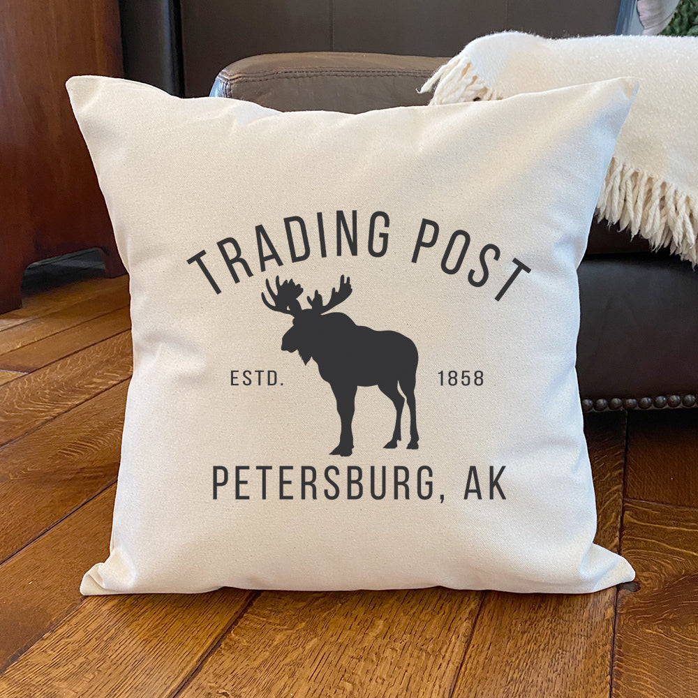 Trading Post w/ City, State - Custom Square Canvas Pillow