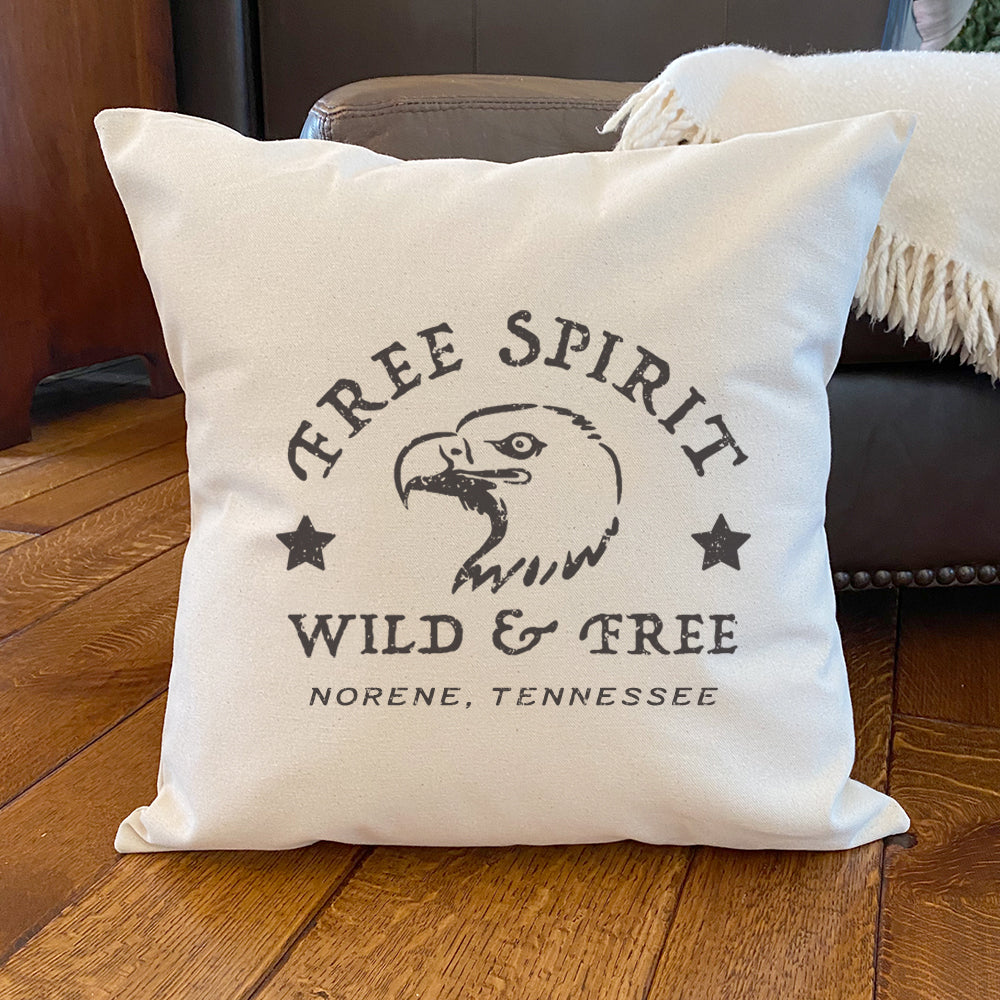 Free Spirit w/ City, State - Custom Square Canvas Pillow