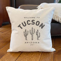 Saguaro Cactus w/ City, State - Custom Square Canvas Pillow