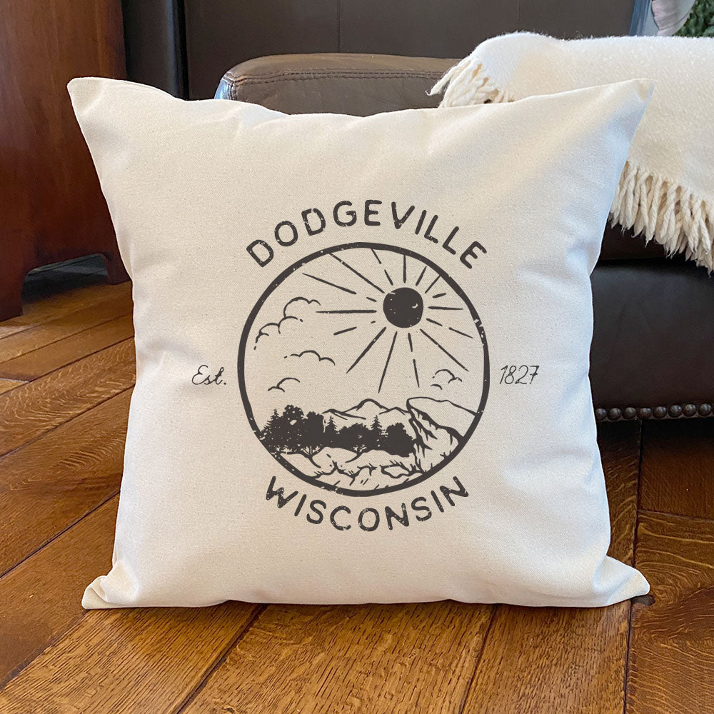 Sunshine Vista w/ City, State - Custom Square Canvas Pillow