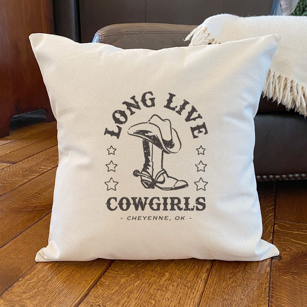 Long Live Cowgirls w/ City, State - Custom Square Canvas Pillow
