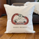 Wild Life Carabiner w/ City, State - Square Canvas Pillow