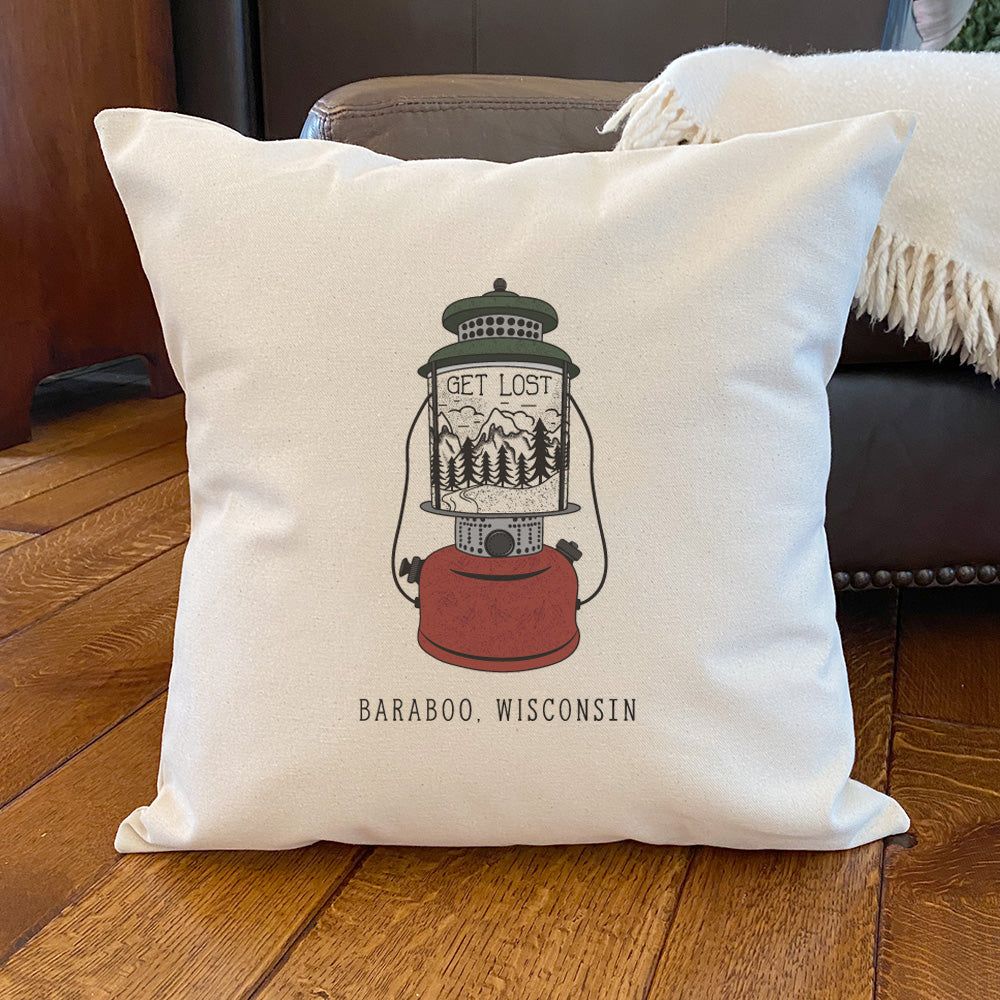 Get Lost Lantern w/ City, State - Custom Square Canvas Pillow