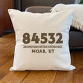 Western Zip Code w/ City State - Custom Square Canvas Pillow