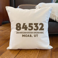 Western Zip Code w/ City State - Square Canvas Pillow