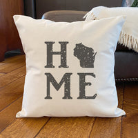 Distressed Home w/ State - Square Canvas Pillow