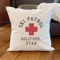 Ski Patrol w/ City State - Custom Square Canvas Pillow