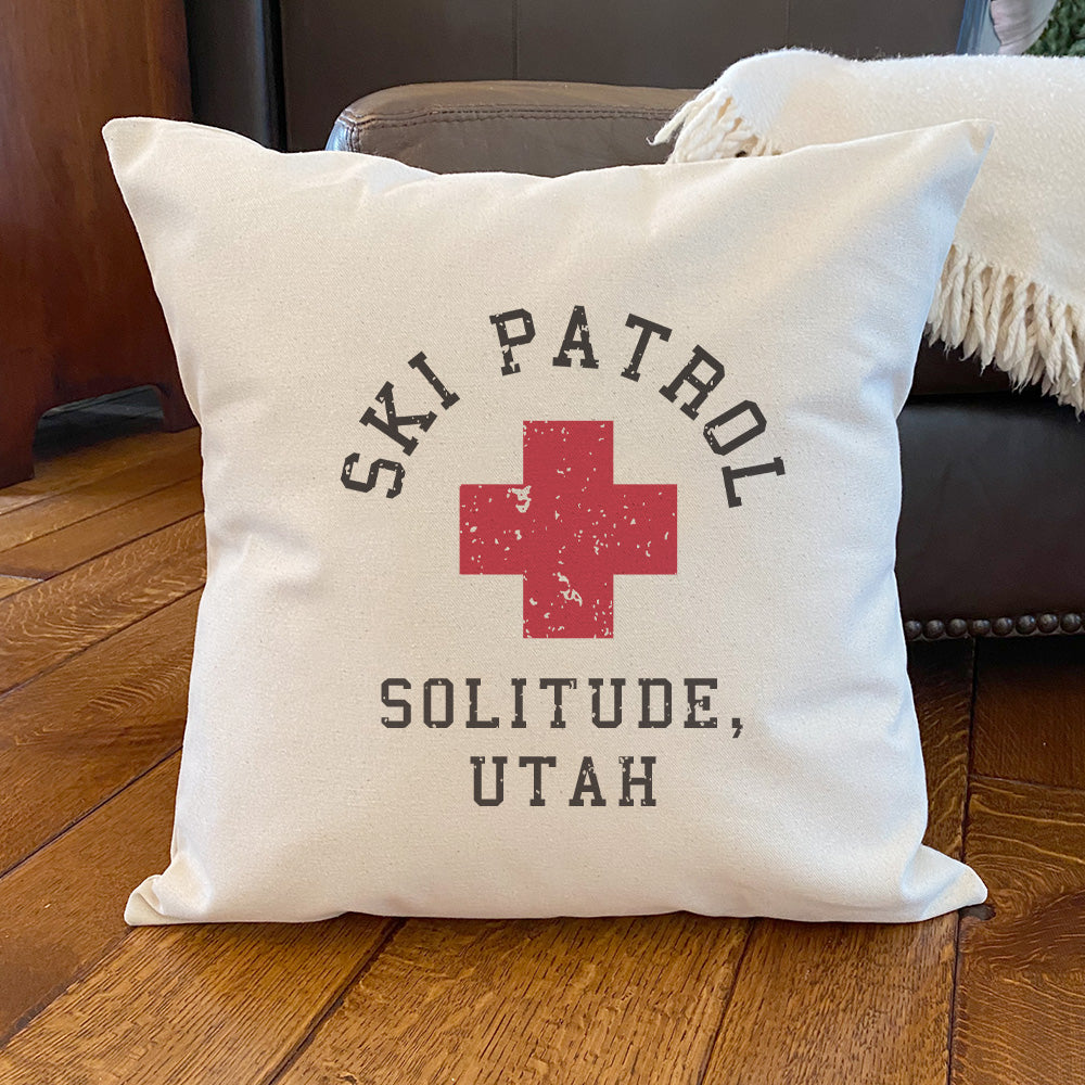 Ski Patrol w/ City State - Custom Square Canvas Pillow