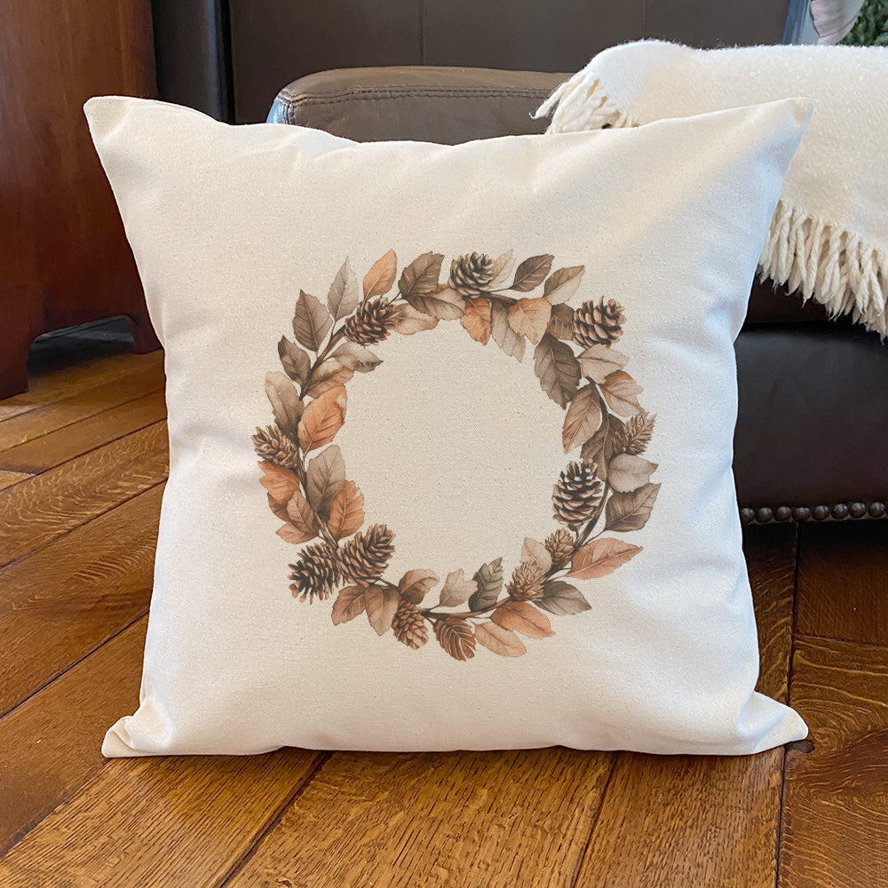 Pinecone Wreath - Autumn Square Canvas Pillow