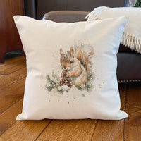 Pinecone Squirrel - Customizable Square Canvas Pillow