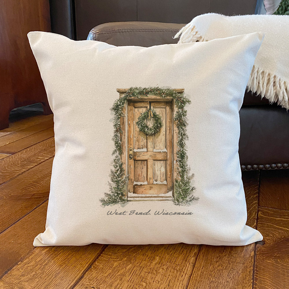 Pinehaven Door - Custom Square Canvas Pillow