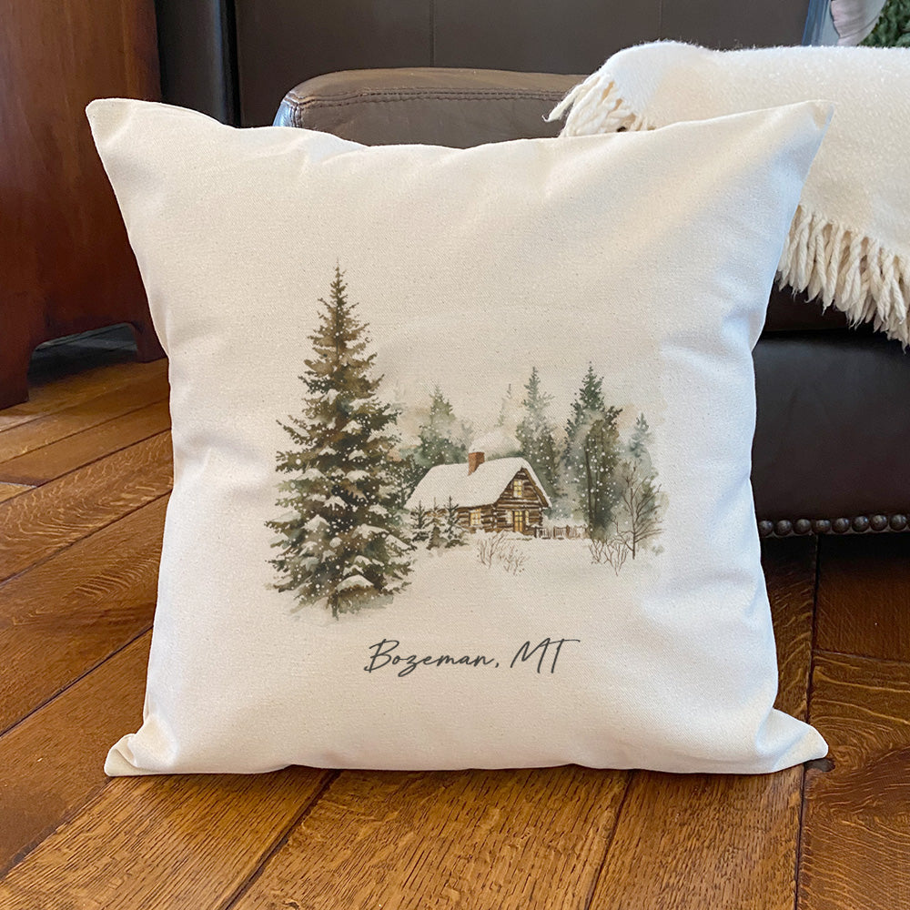 Winter Retreat - Custom Square Canvas Pillow