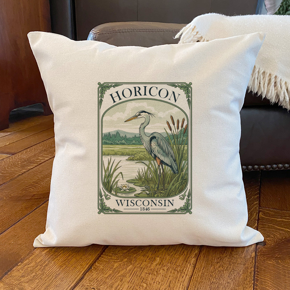 Vintage Blue Heron Tea Tin - Custom Square Canvas Pillow