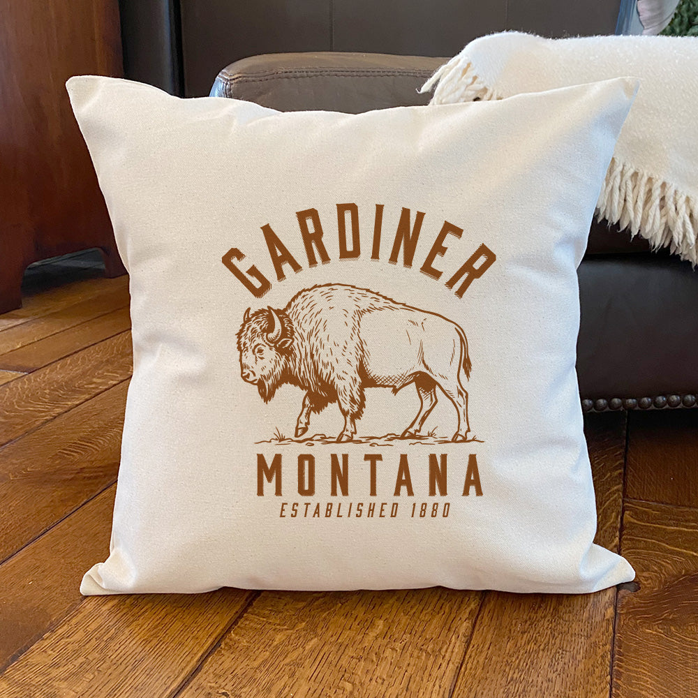 Buffalo Illustration - Custom Square Canvas Pillow