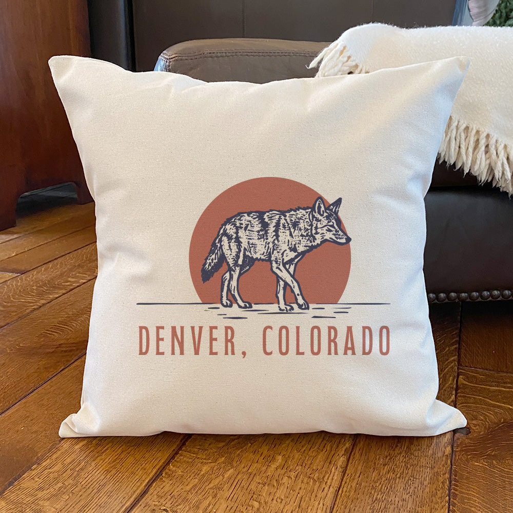 Coyote at Sunset - Custom Square Canvas Pillow