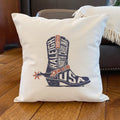 Stamped Vintage Cowboy Boot - Custom Square Canvas Pillow