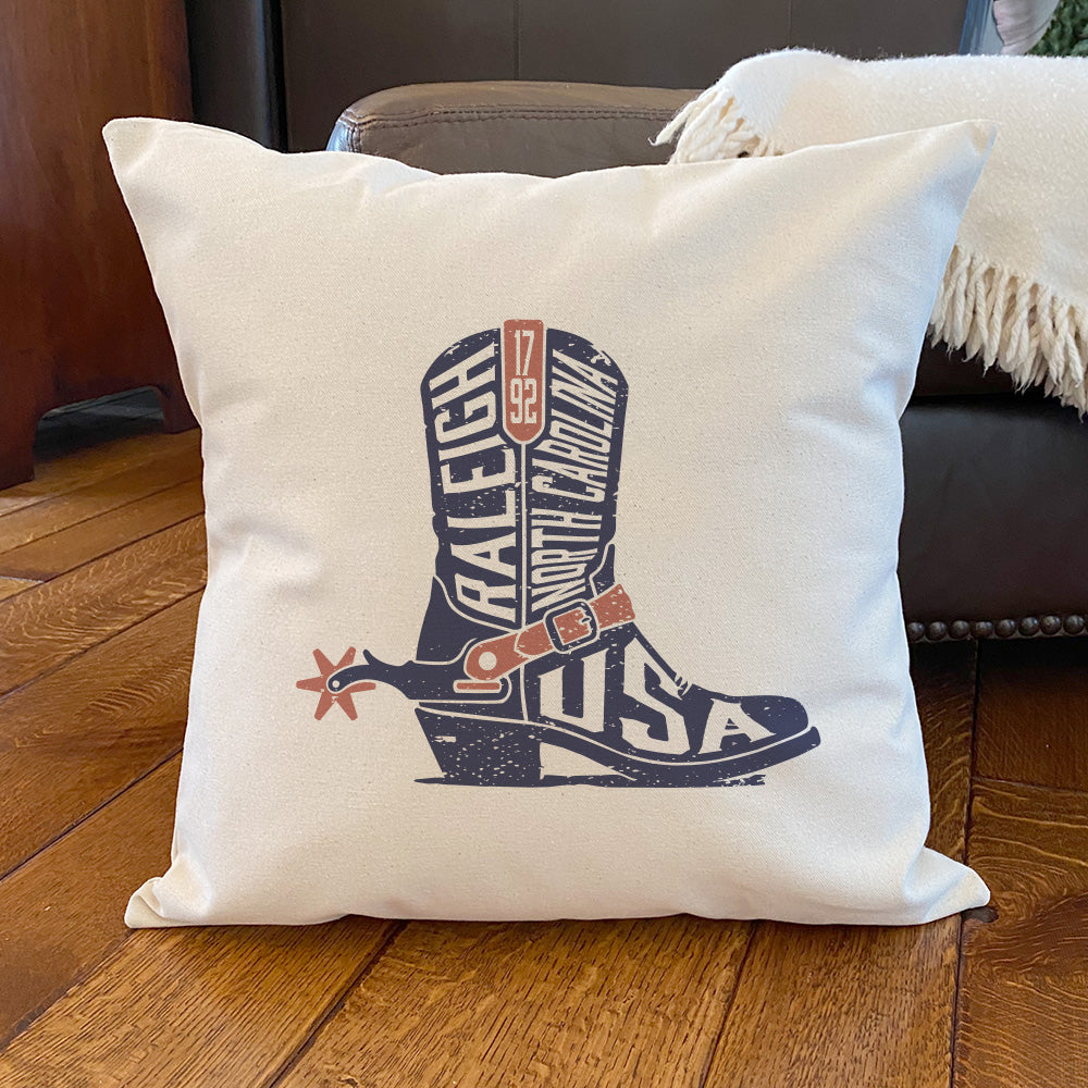 Stamped Vintage Cowboy Boot - Custom Square Canvas Pillow