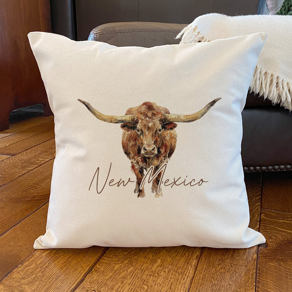 Longhorn with State - Custom Square Canvas Pillow