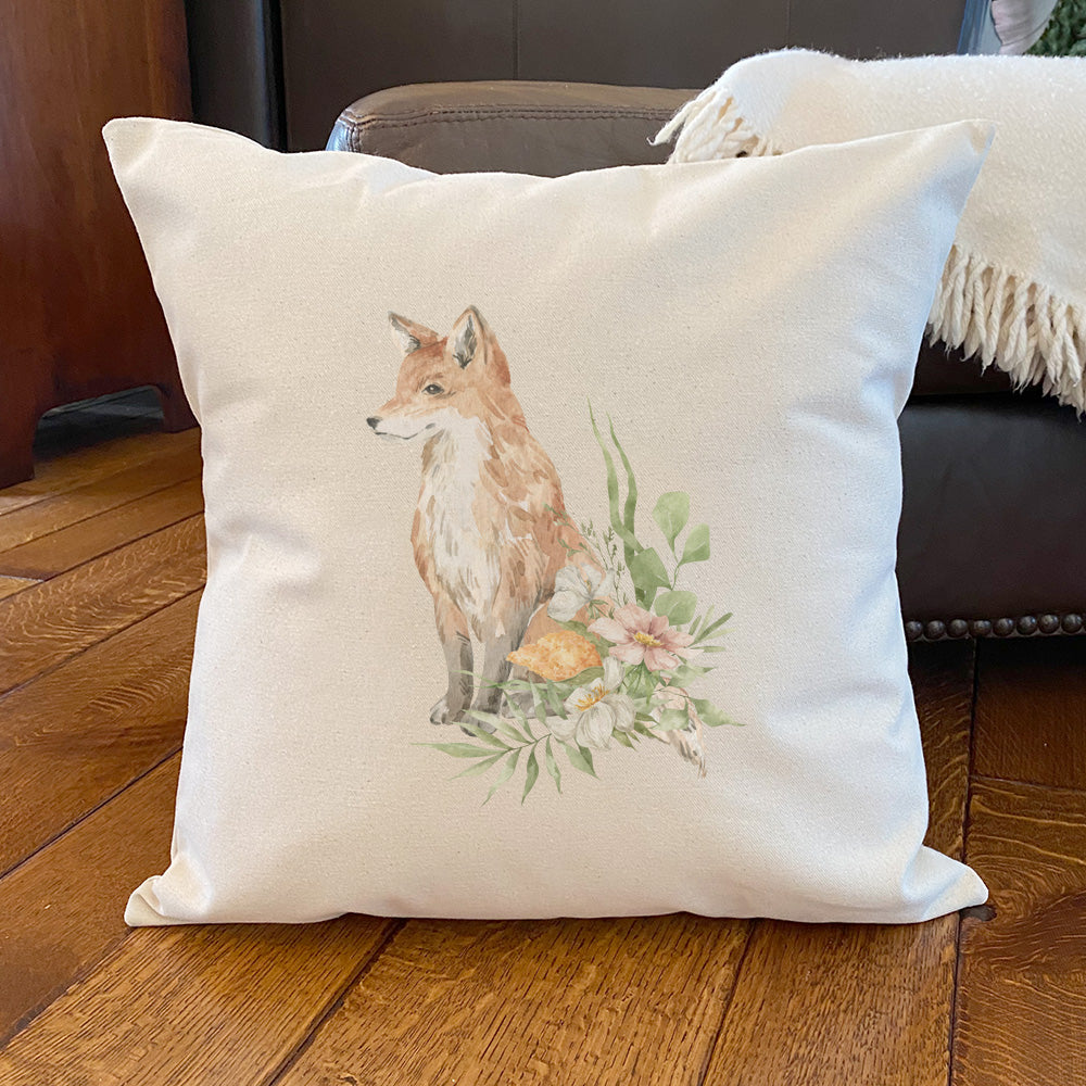 Floral Fox - Customizable Square Canvas Pillow
