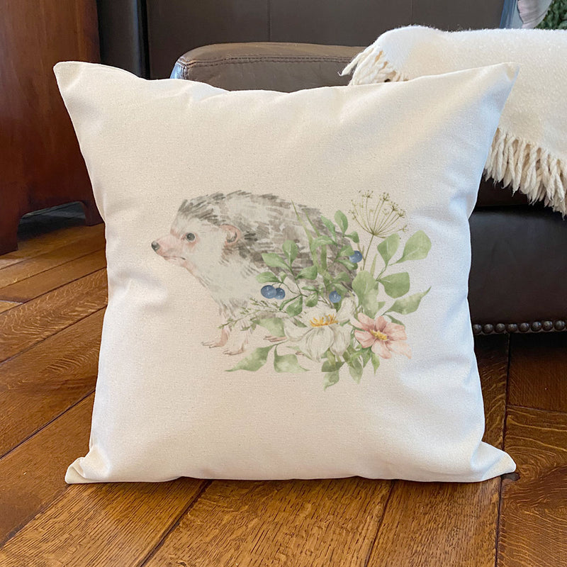 Floral Hedgehog - Square Canvas Pillow