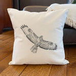 Hand Drawn Hawk - Square Canvas Pillow