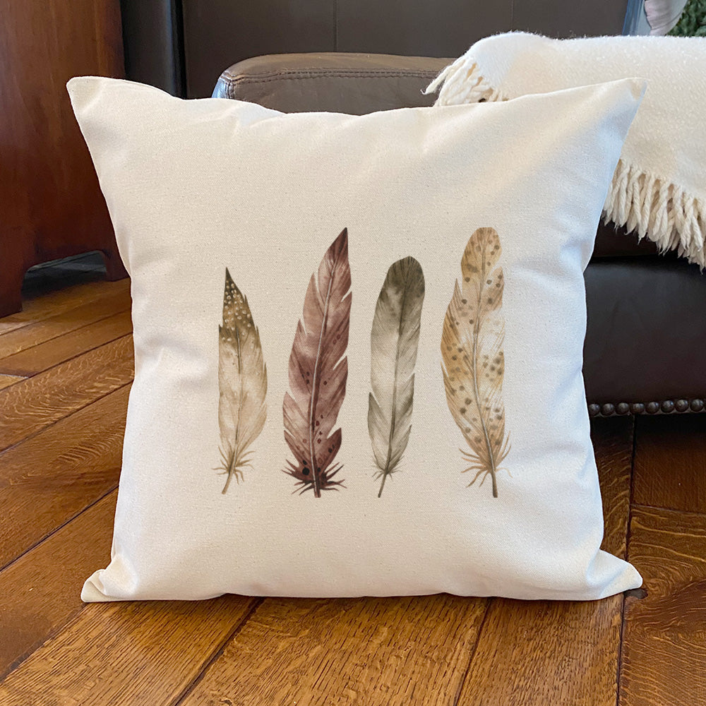 Four Feathers - Customizable Square Canvas Pillow
