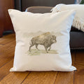 Watercolor Bison Scene - Customizable Square Canvas Pillow