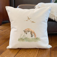 Watercolor Fox Scene - Square Canvas Pillow