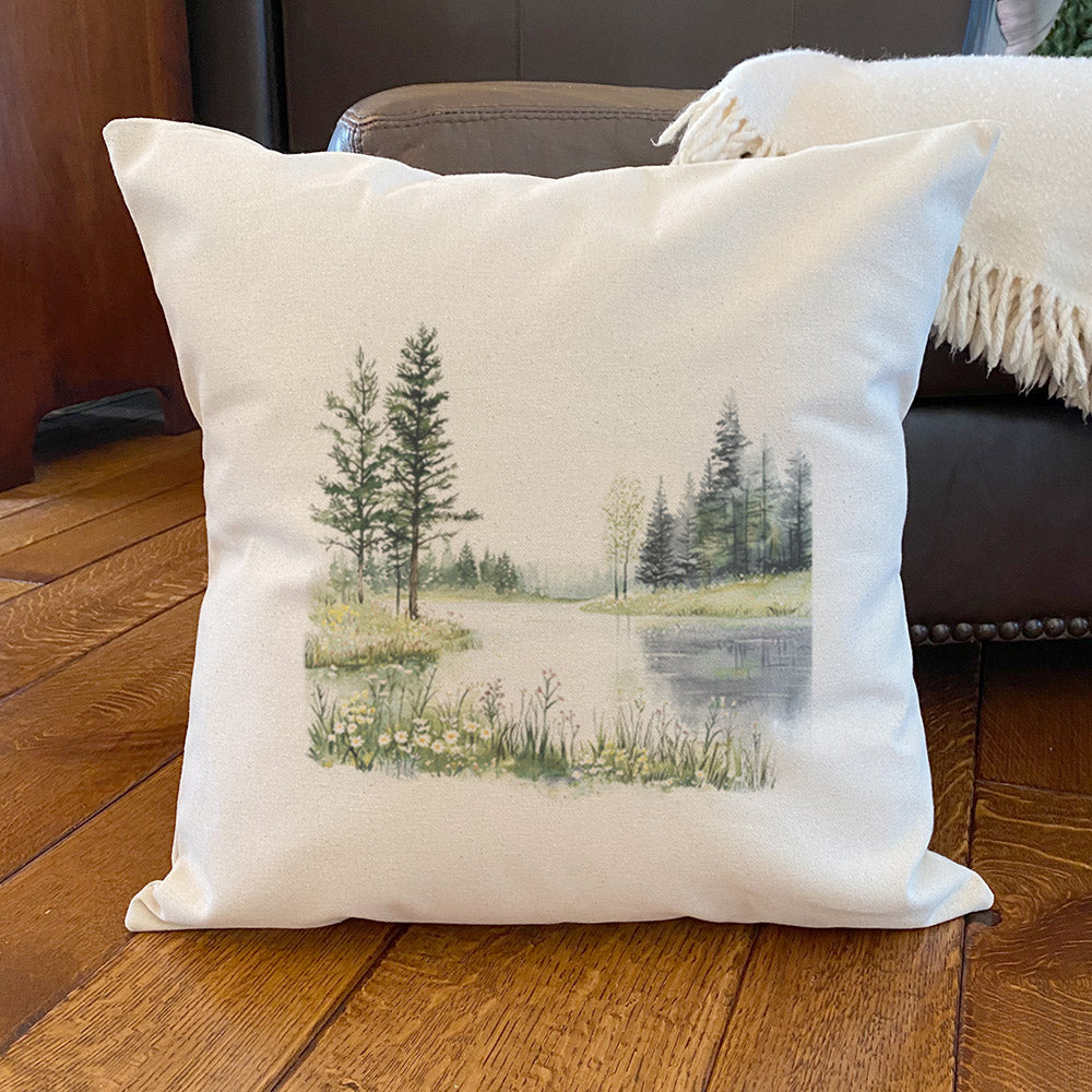 Calm Waters - Spring Square Canvas Pillow
