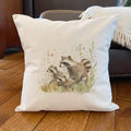 Raccoon Family - Spring Square Canvas Pillow