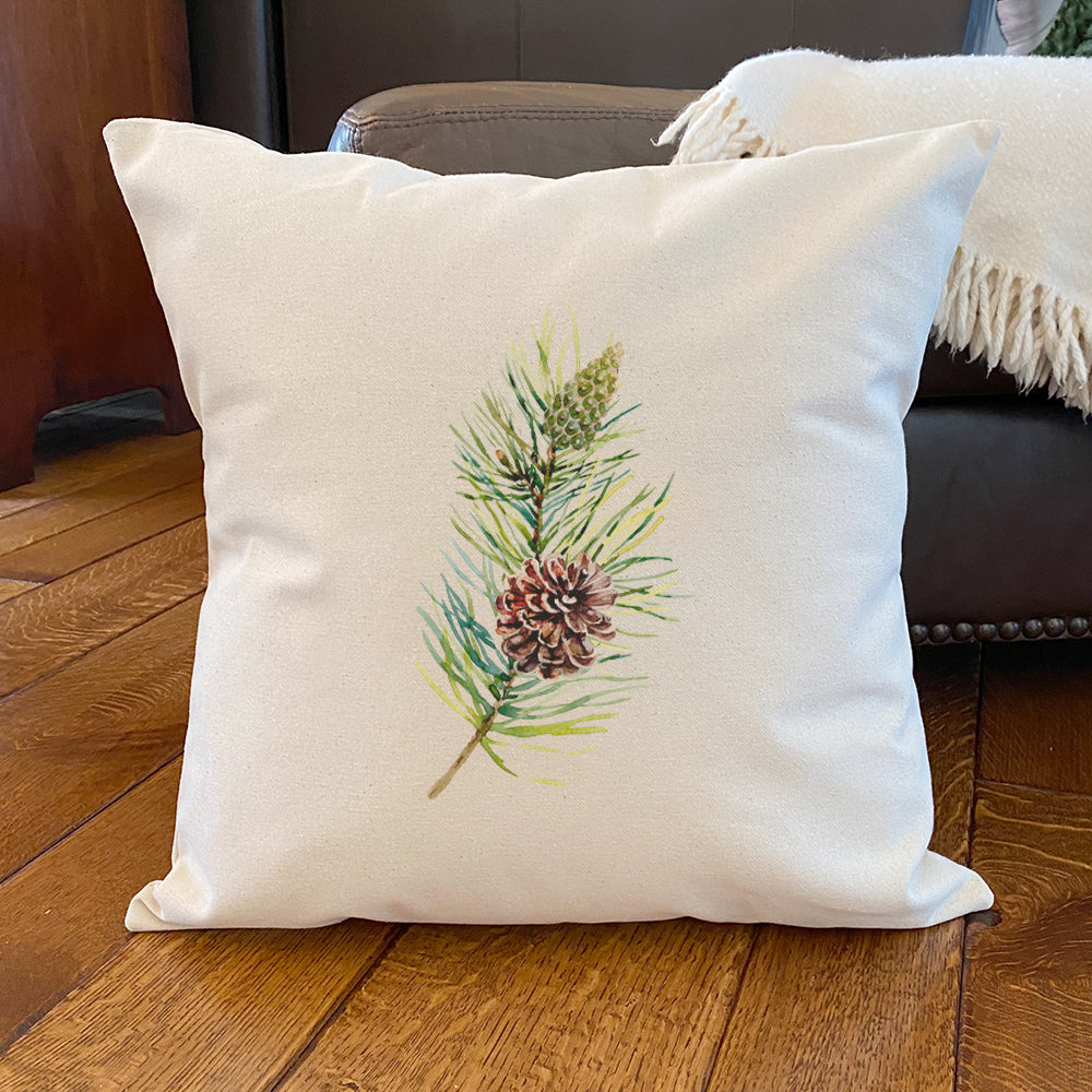 Pine Branch - Customizable Square Canvas Pillow