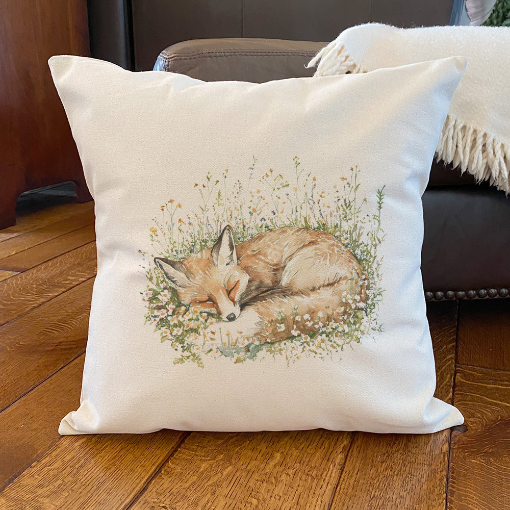 Sleeping Fox - Spring Square Canvas Pillow