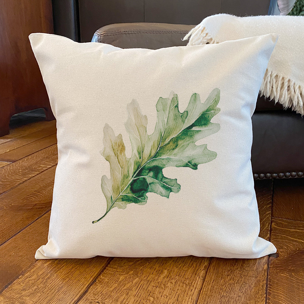 Green Oak Leaf - Square Canvas Pillow