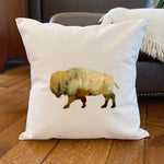 Watercolor Buffalo - Square Canvas Pillow