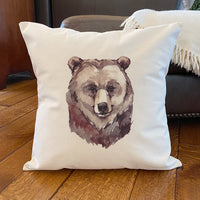 Watercolor Bear Head - Square Canvas Pillow