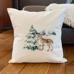 Watercolor Lynx Scene - Square Canvas Pillow