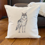 Watercolor Standing Wolf - Square Canvas Pillow