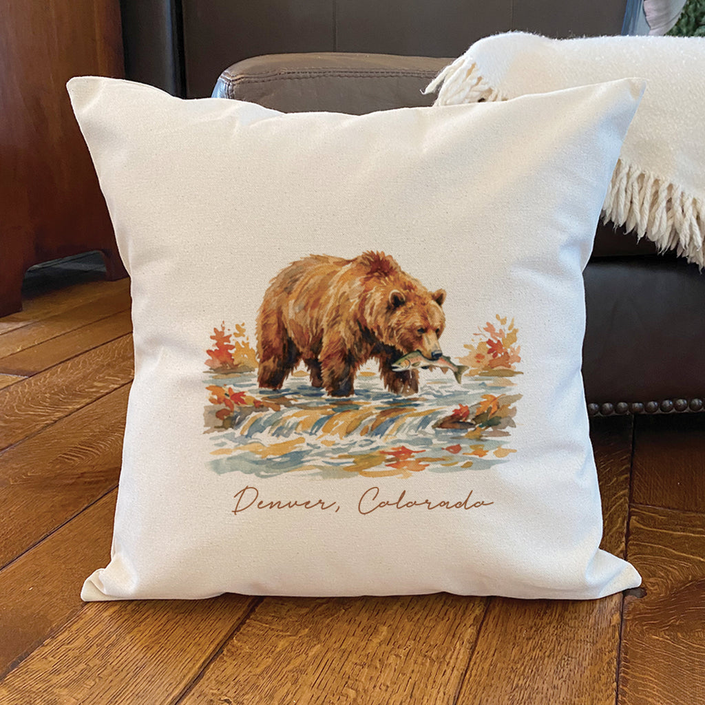 Bear River Scene - Custom Square Canvas Pillow