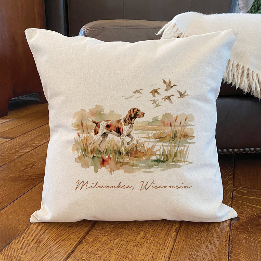 Pointer Marsh Scene - Custom Square Canvas Pillow