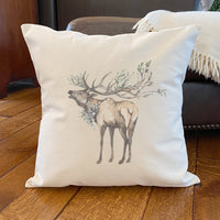 Winter Elk - Square Canvas Pillow