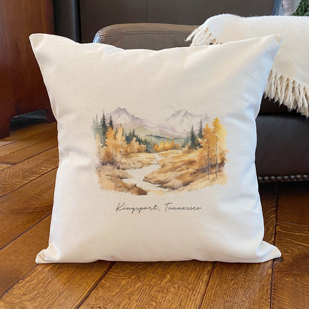 Autumn Mountain Scene - Custom Square Canvas Pillow