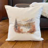 Autumn Lake Scene - Square Canvas Pillow