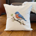 Eastern Bluebird on Branch - Oil Paint - Square Canvas Pillow
