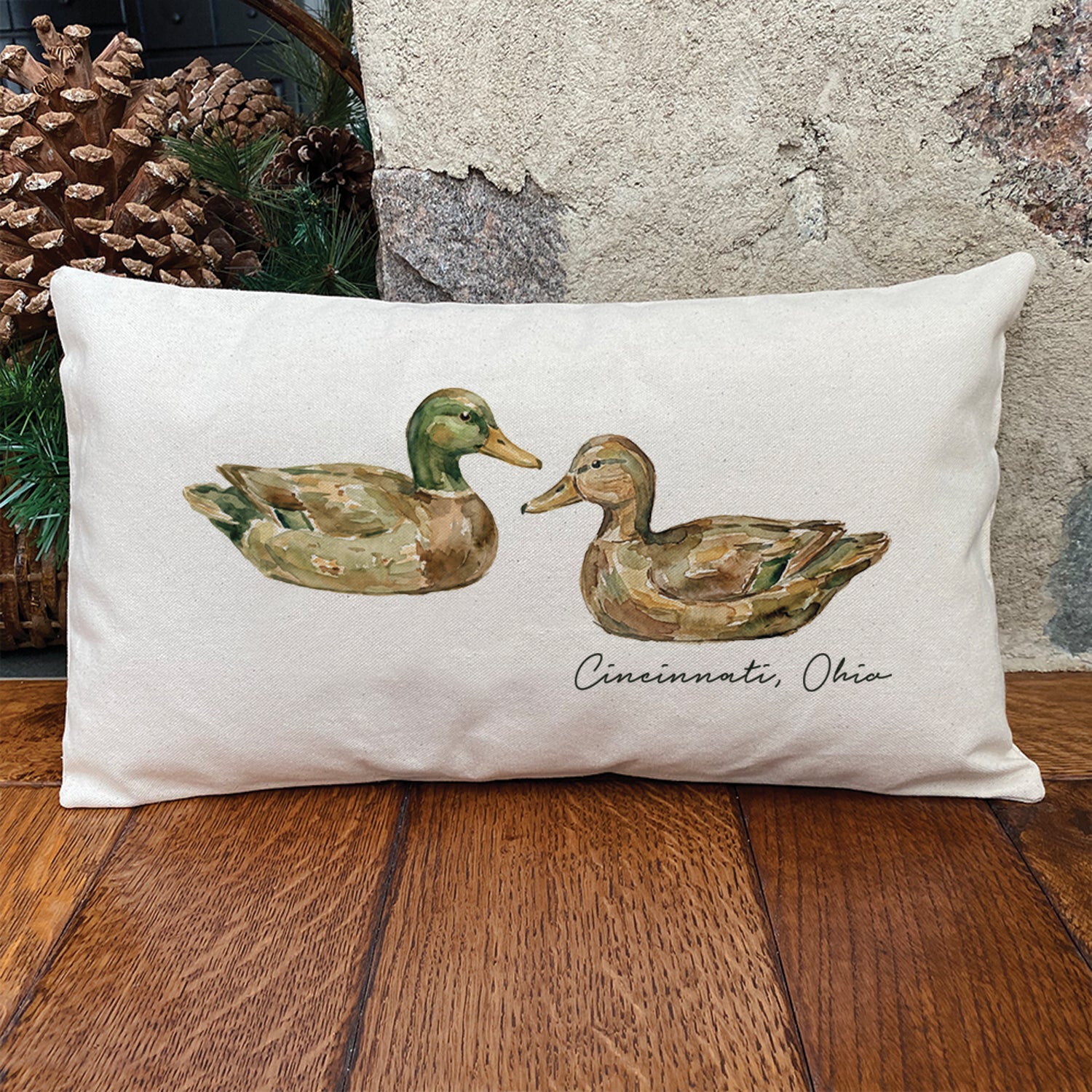 Vintage Duck Decoy - Custom Rectangular Canvas Pillow