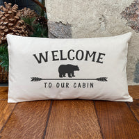 Welcome to Our Cabin (Bear) - Rectangular Canvas Pillow