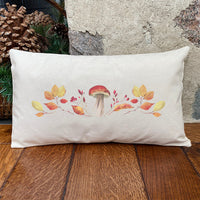 Mushroom and Leaves - Rectangular Canvas Pillow