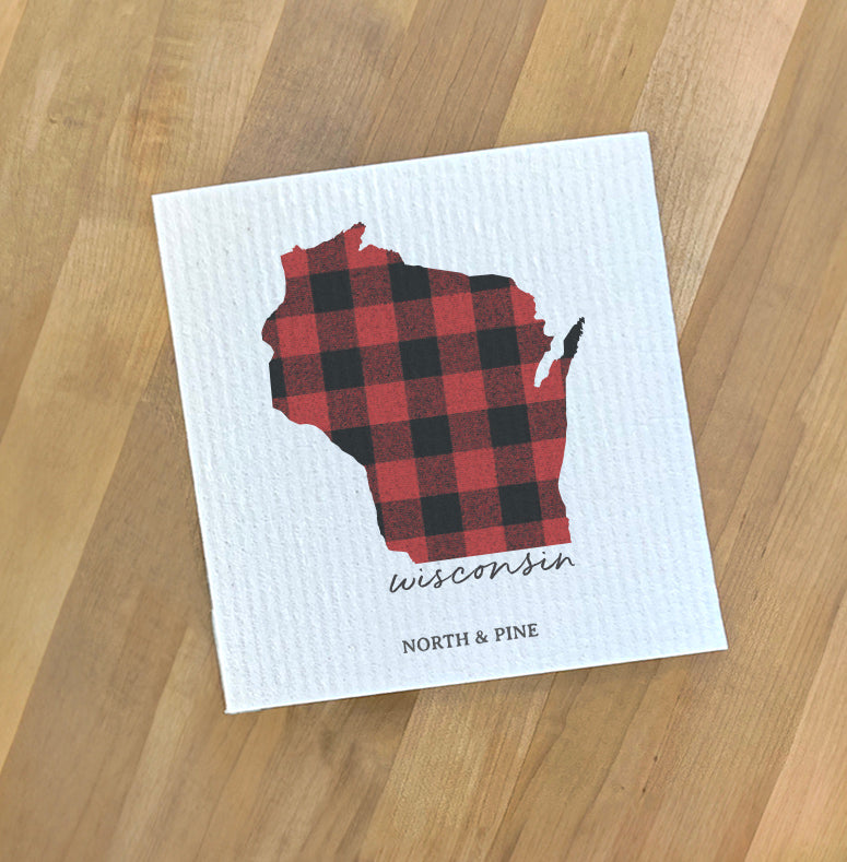 Red Plaid State - Custom Swedish Dish Cloth