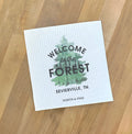 Welcome to the Forest w/ City, State - Custom Swedish Dish Cloth