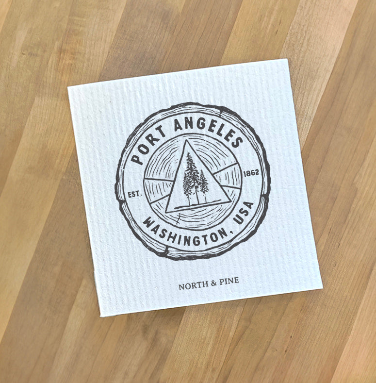 Tree Ring w/ City, State - Custom Swedish Dish Cloth