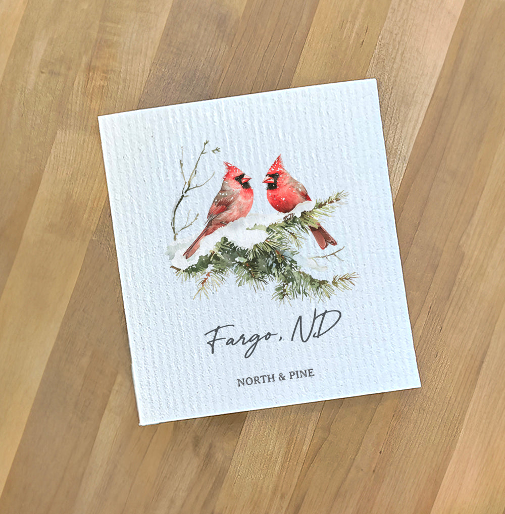 Winter Cardinals - Custom Swedish Dish Cloth